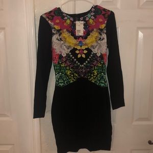H&M Bodycon Black Dress with jewel floral print